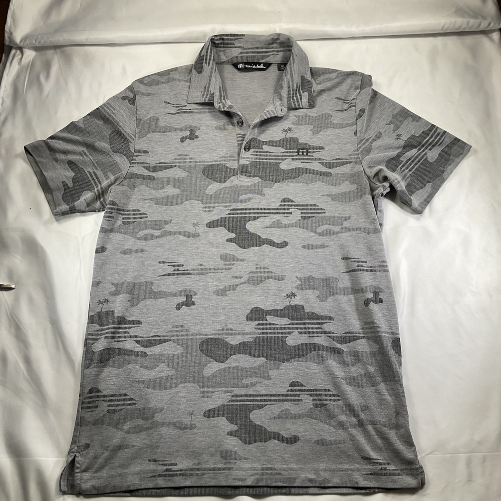 Travis Mathew Men's Skywind Camo Size Medium Polo Gray/Black 14